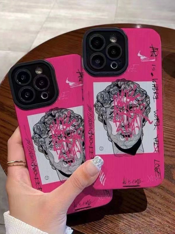 Чехол для айфон (iPhone) 11, 12, 13, 14, 15, 16 Pro Max, силиконовый ребристый с принтом