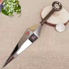 Серый меланж кунай из металла, цельный, японский нож