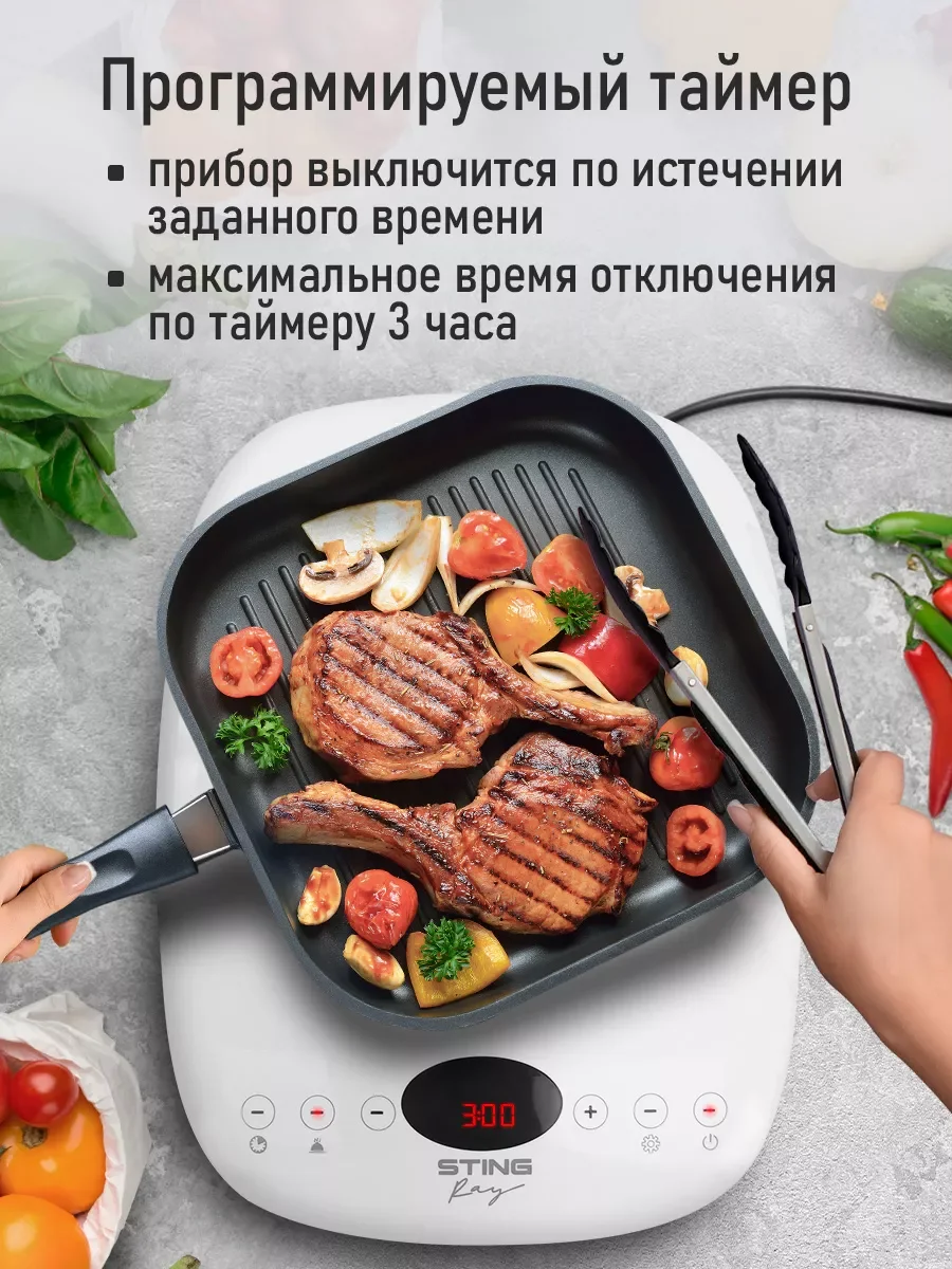 Белый электрическая индукционная безимпульсная плитка STINGRAY ST-HP3501A белый