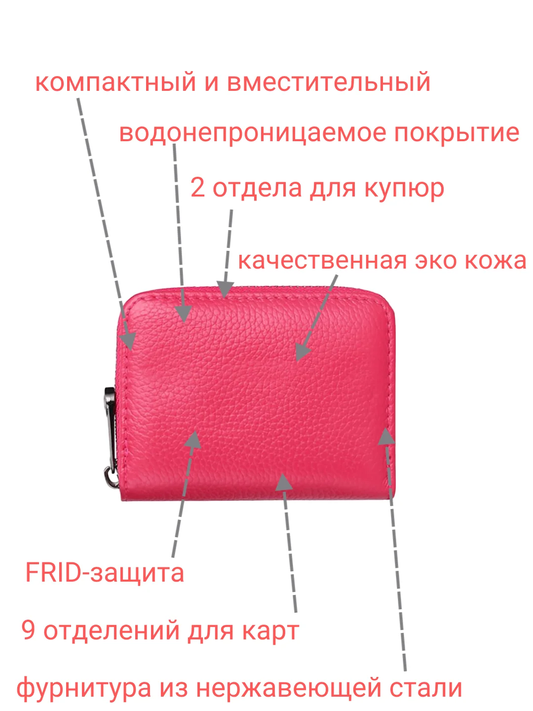 Розовый картхолдер-визитница на замке, кошелёк для карт
