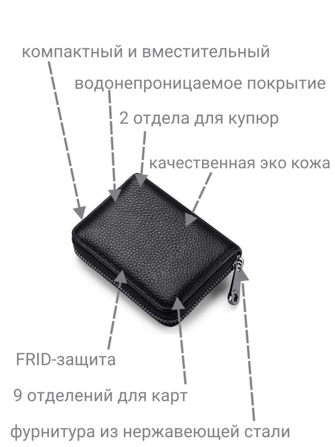 Черный картхолдер-визитница на замке, кошелёк для карт