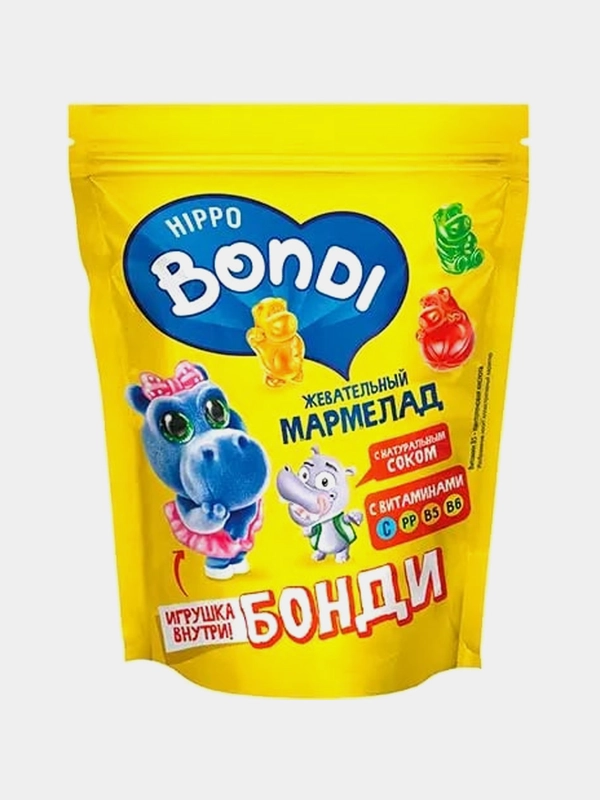 Жевательный мармелад HIPPO BONDI, с игрушкой, 100 г
