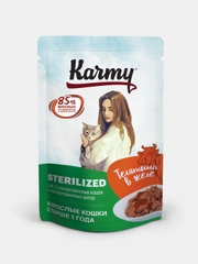 Влажный корм KARMY Sterilized Телятина в желе для стерил-х кошек старше 1 года.Паучи 12 шт
