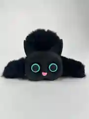 Голубой заколка крабик котик черная меховая