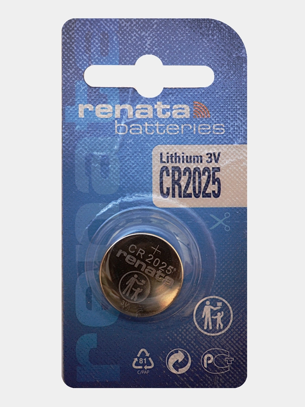 Батарейка Renata CR2025 (CR2025), 3V, 170 mAh, Китай, 1 штука в блистере