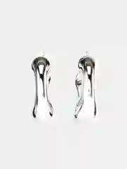 Серебряный серьги женские полукольца неправильной формы дутые "Bellezza", серьги кольца конго