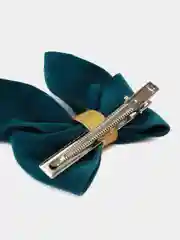 Тёмно-бирюзовый бархатные бантики на заколке