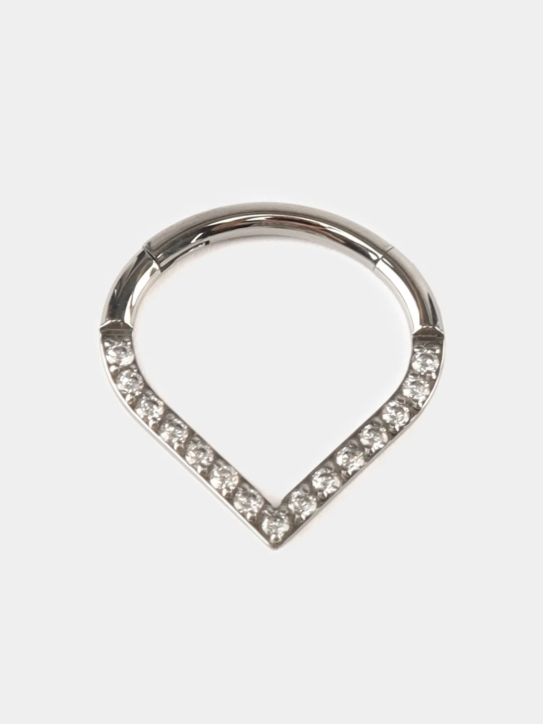 Хром кольцо-кликер для пирсинга, из титана, со стразами, серия "TITANIUM", для носа, уха