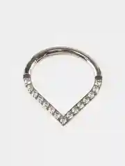 Хром кольцо-кликер для пирсинга, из титана, со стразами, серия "TITANIUM", для носа, уха
