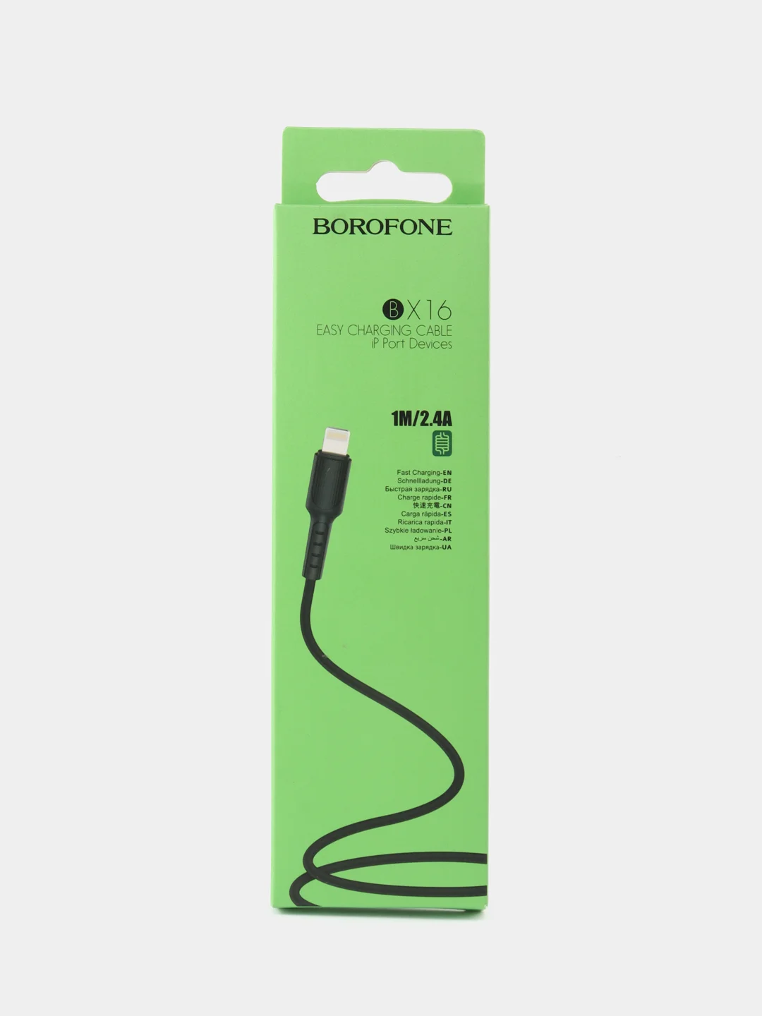 USB кабель BOROFONE BX16 USB, 2.4А, 1 м черный, зарядка, передача данных, прочный, для Айфон