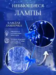 Синий гирлянда-штора на окно новогодняя