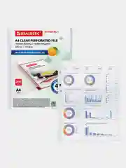 Папка-файл, вкладыш мультифора с перфорацией А4 Brauberg 200 штук, плотные матовые, 229662