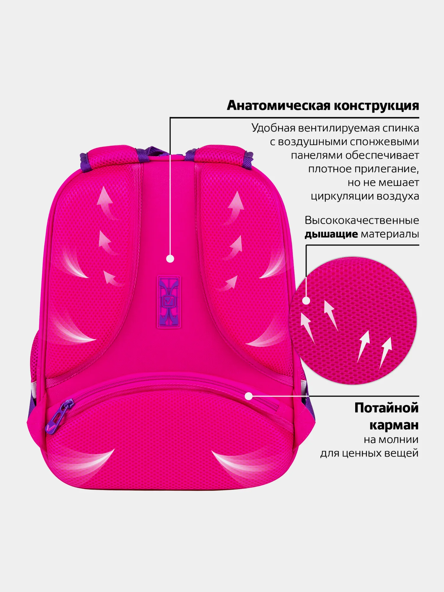 Рюкзак школьный для девочки Brauberg Fit, 2 отделения, Wonderful night, 270616