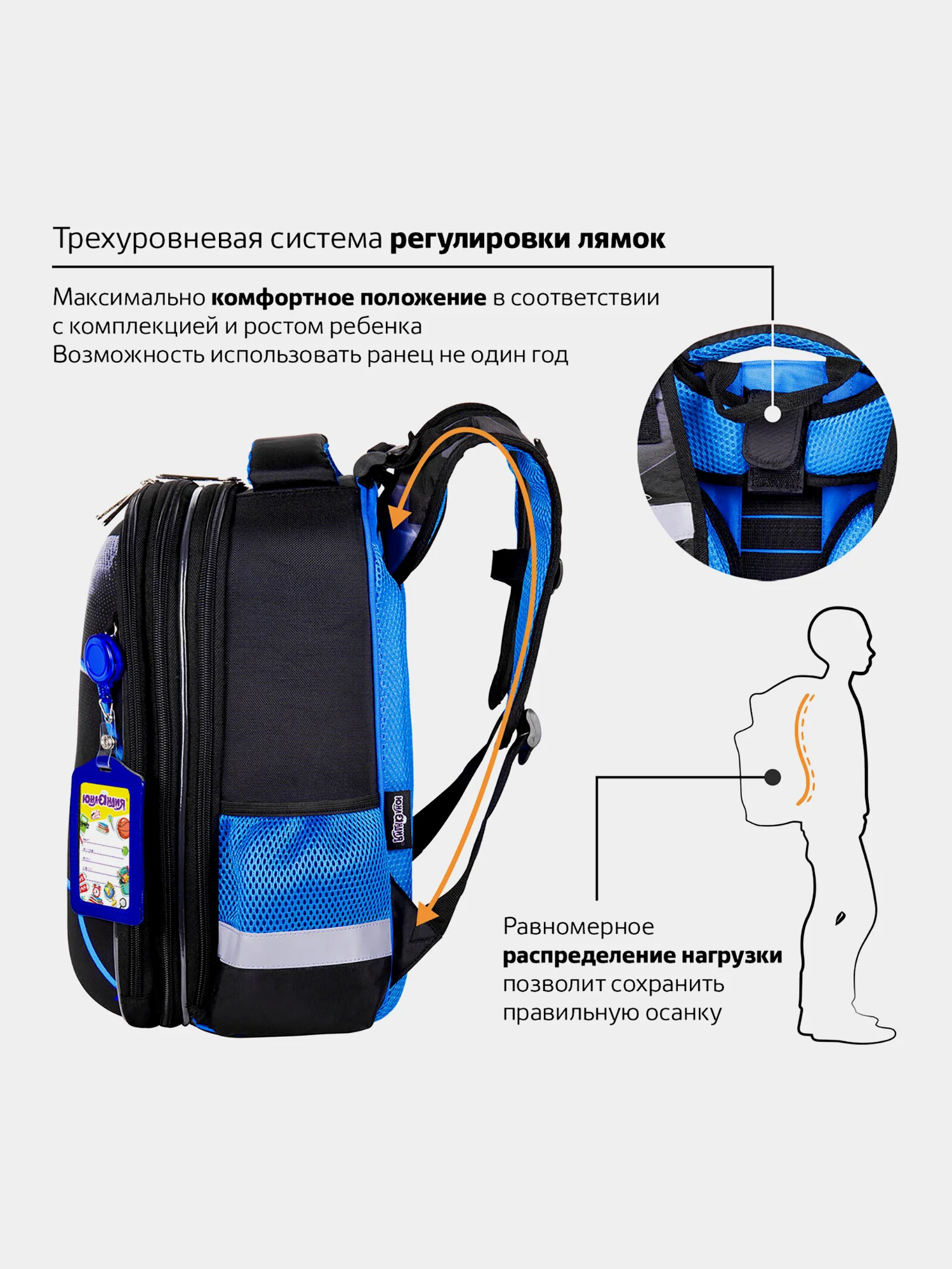 Рюкзак школьный для мальчика, детский портфель ортопедический Юнландия, 2 отделения 270677