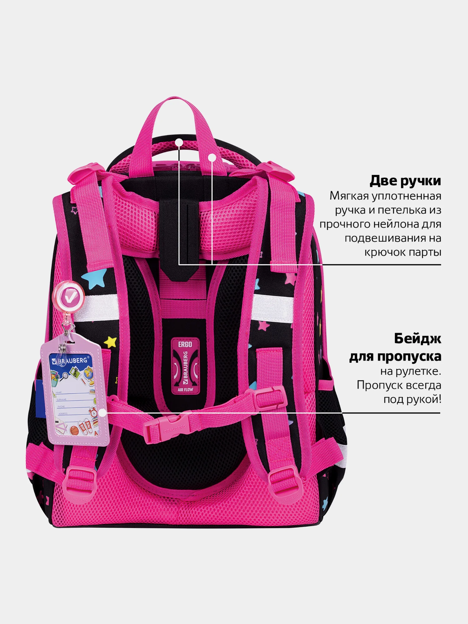 Рюкзак школьный для девочки Brauberg Premium, 2 отделения, с брелком, Pop style, 271354