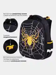 Рюкзак школьный для мальчика Brauberg 2 отделения, с брелком, Venomous spider, 271355