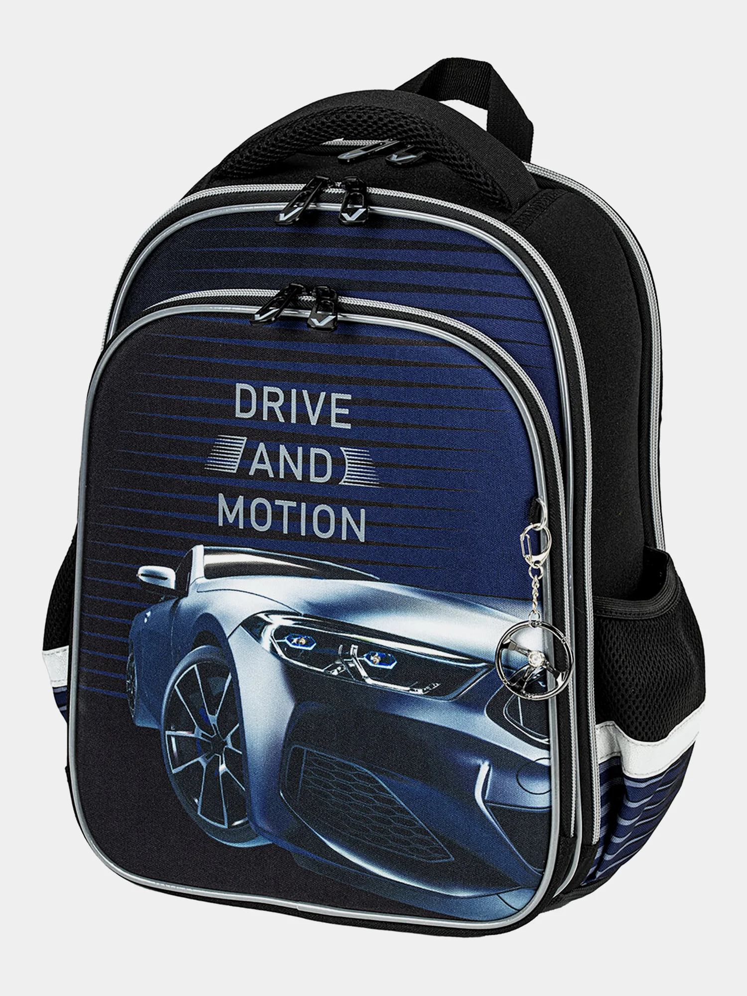 Рюкзак школьный для мальчика Brauberg Quadro, 3 отделения, с брелоком, Sport car, 271359