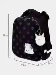 Рюкзак школьный для девочки Brauberg 2 отделения, с брелоком, Paws, Светящийся, 271366