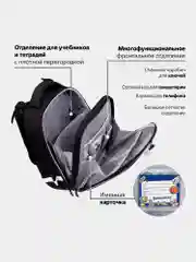 Рюкзак школьный для девочки Brauberg 2 отделения, с брелоком, Paws, Светящийся, 271366