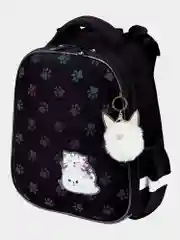 Рюкзак школьный для девочки Brauberg 2 отделения, с брелоком, Paws, Светящийся, 271366