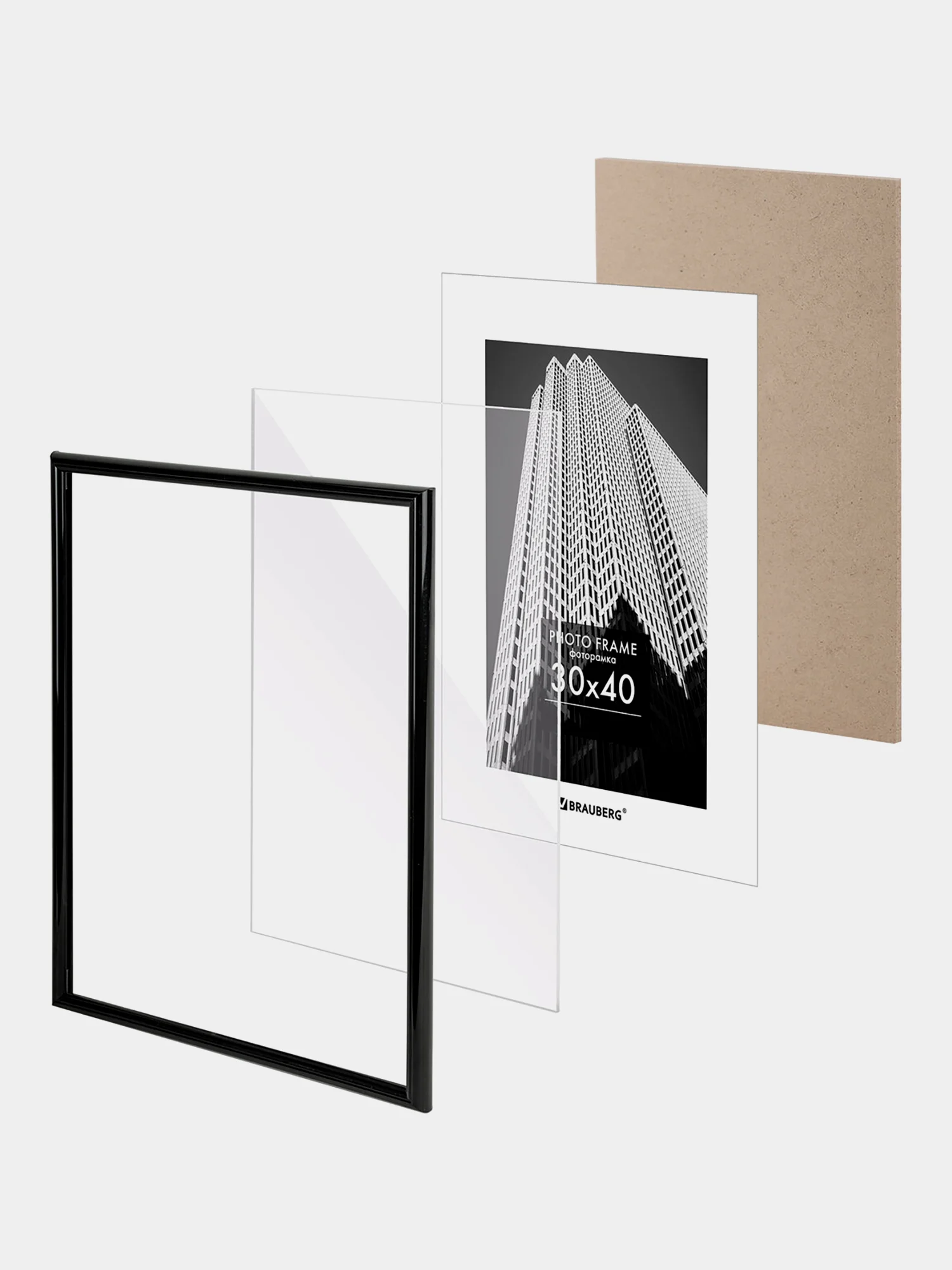 Рамка для фотографий на стену А3 30х40 см, пластик, черная, Brauberg Original, 391230