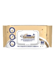 Влажные салфетки детские Tanoshi Premium с Алоэ Вера, без запаха и спирта, 0+, 80 штук