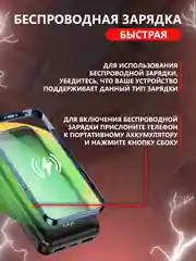 Внешний аккумулятор Power Bank с беспроводной зарядкой и встроенными кабелями