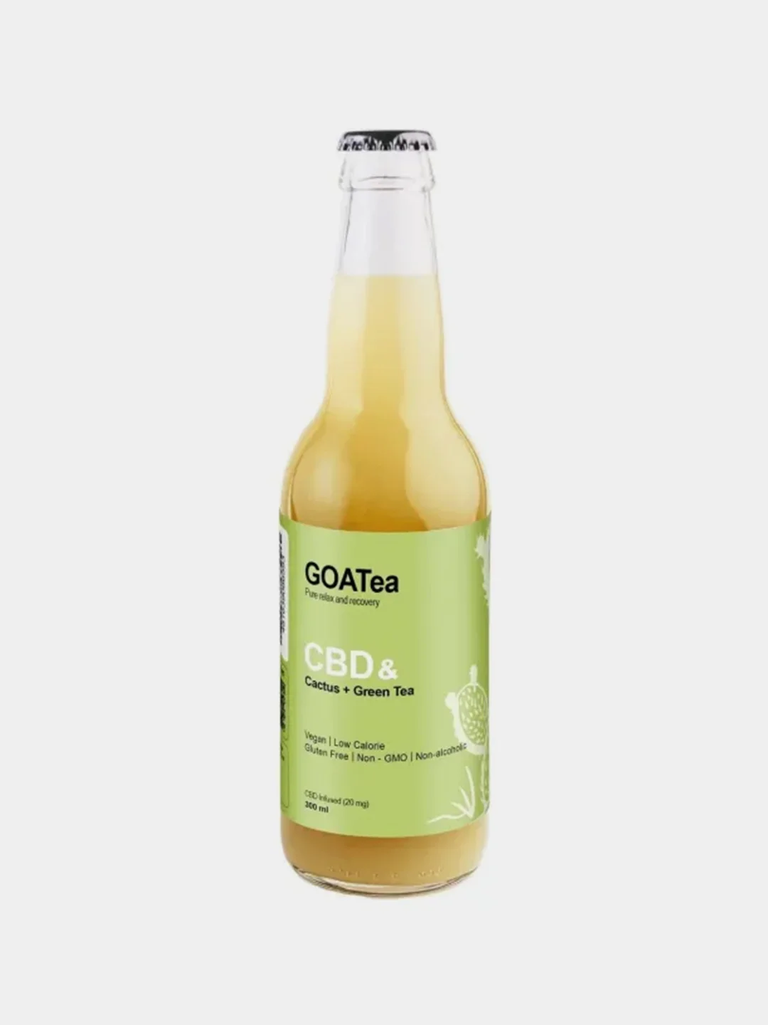 Холодный зеленый чай Drinksome, с наноэмульсией CBD, со вкусом кактуса, 0.33 л