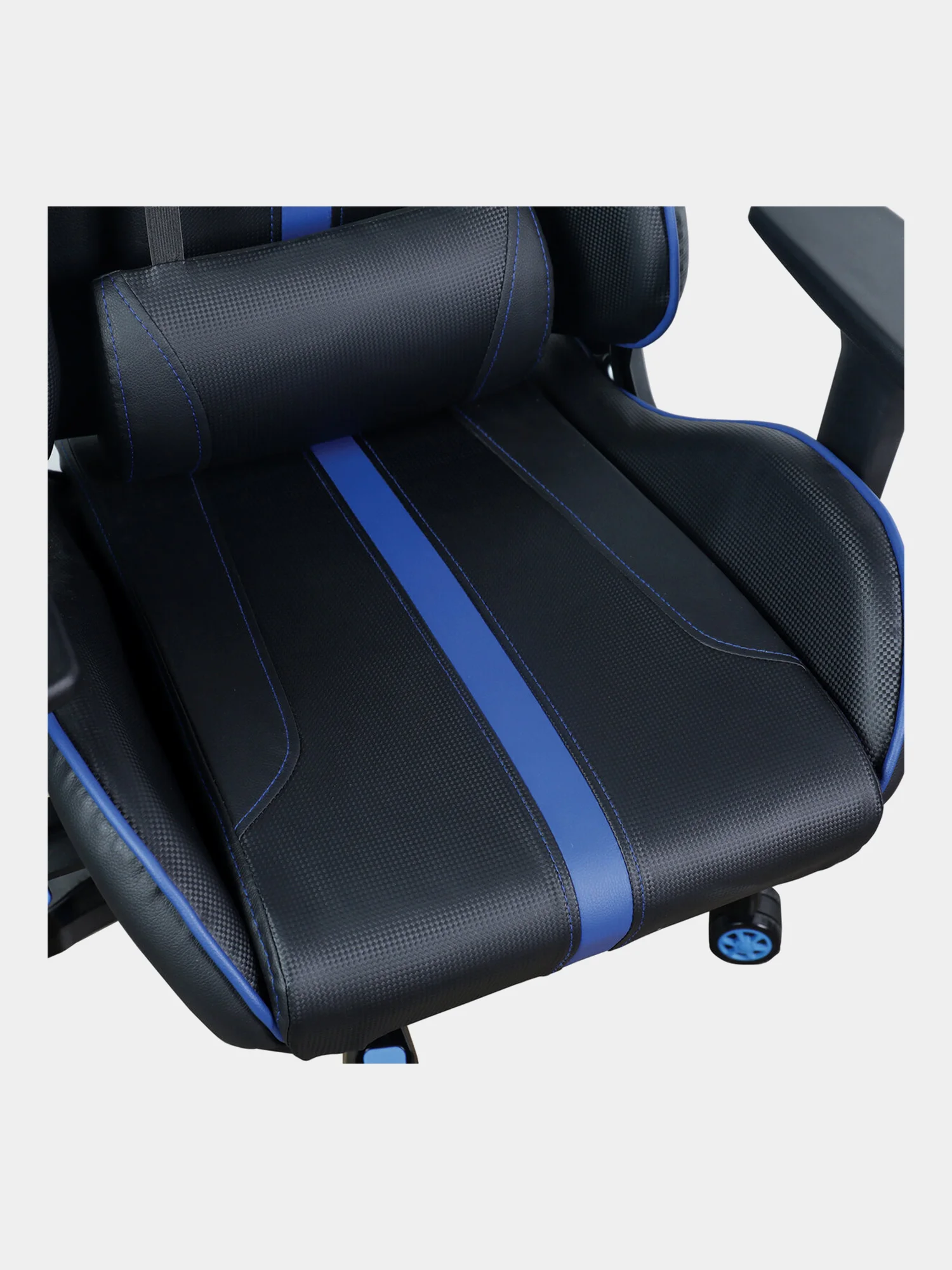 Кресло компьютерное BRABIX GT Carbon GM-120, две подушки, экокожа, черное/синее, 531930