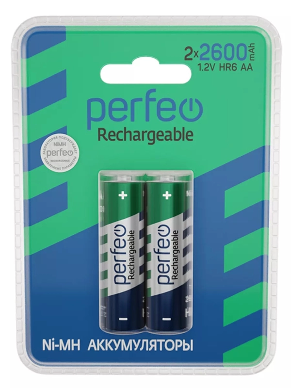 Аккумуляторная батарейка Perfeo AA 2шт. 1000mAh/1600/2000/2400/2600