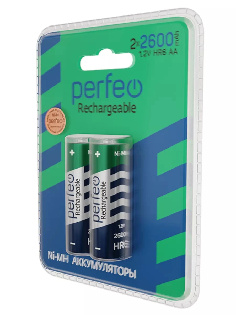 Аккумуляторная батарейка Perfeo AA 2шт. 1000mAh/1600/2000/2400/2600
