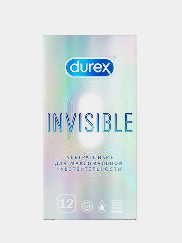 Презервативы Durex Invisible, ультратонкие, для максимальной чувствительности, 12 штук