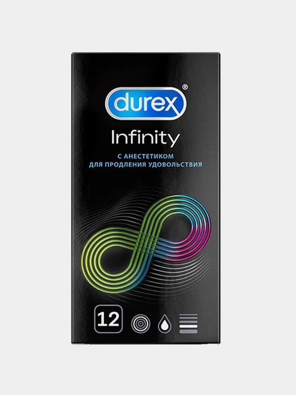 Презервативы Durex Infinity, с анестетиком для продления удовольствия, 12 штук