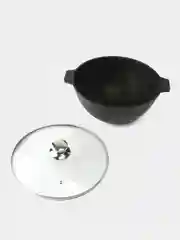 Черный казан антипригарный TM "ALTEI" со стеклянной крышкой 4 л, 5 л, 6 л