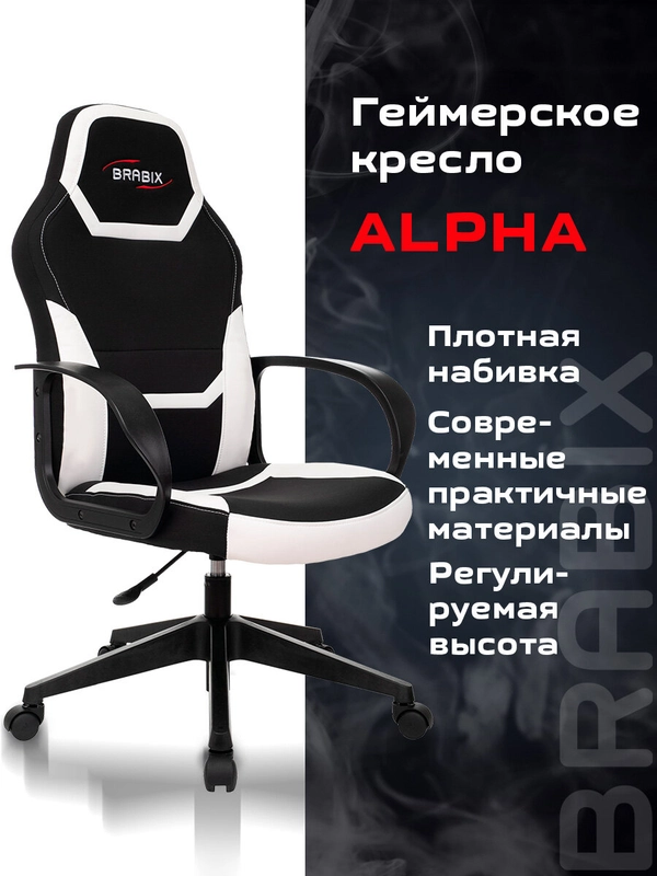 Кресло компьютерное Brabix Alpha Gm-018, с подлокотниками, 532640