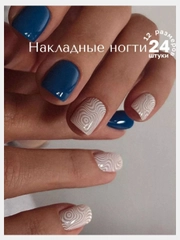 Накладные ногти короткие с дизайном форма Квадрат