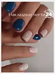 Накладные ногти короткие с дизайном форма Квадрат