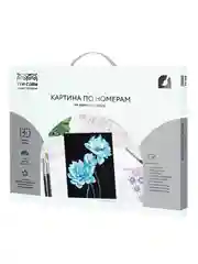 Картина по номерам на черном холсте ТРИ СОВЫ Голубые цветы, 40х50см, c акриловыми красками