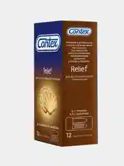 Презервативы Contex Relief, с ребрами и точками для дополнительной стимуляции, 12 штук