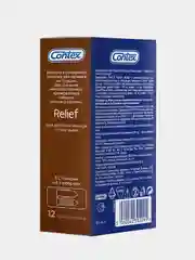 Презервативы Contex Relief, с ребрами и точками для дополнительной стимуляции, 12 штук