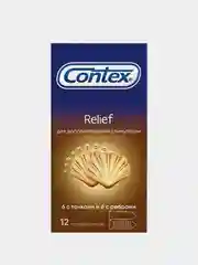 Презервативы Contex Relief, с ребрами и точками для дополнительной стимуляции, 12 штук