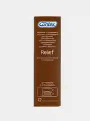 Презервативы Contex Relief, с ребрами и точками для дополнительной стимуляции, 12 штук