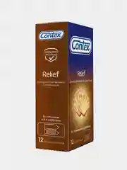 Презервативы Contex Relief, с ребрами и точками для дополнительной стимуляции, 12 штук