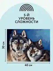 Картина по номерам на холсте ТРИ СОВЫ "Волки", 30х40 см, с акриловыми красками и кистями
