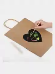 Подарочный пакет, набор 7 штук, скретч-слой стилус, Heart on Kraft, Золотая Сказка, 591971