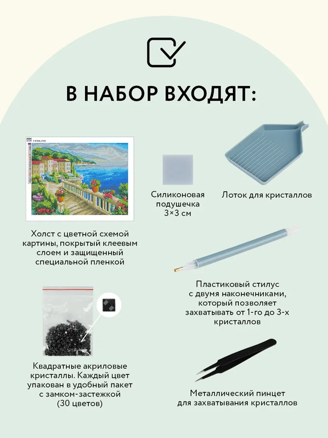 Алмазная мозаика ТРИ СОВЫ "Набережная", 30х40 см, холст