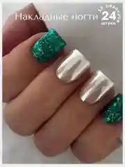 Накладные ногти короткие с дизайном форма Квадрат