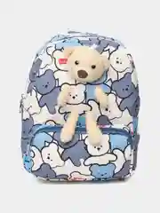 Небесно-голубой рюкзак Мишка с игрушкой Мишка, 26х20х6 см