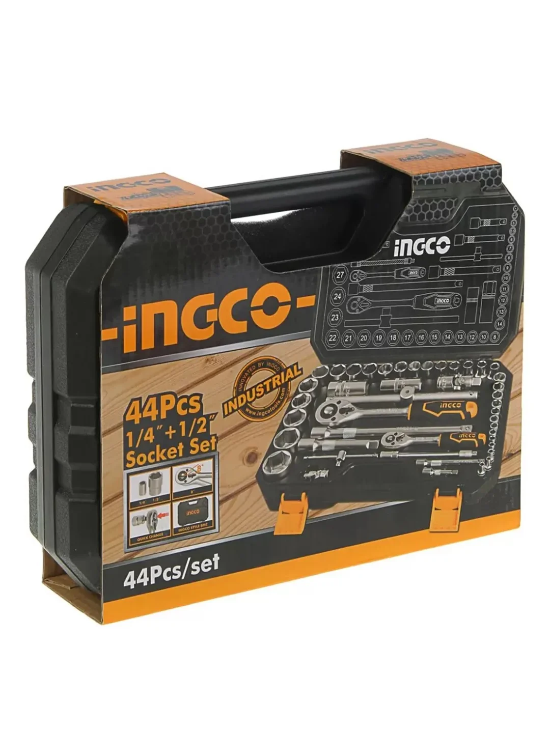 Трещотка с набором головок INGCO HKTS42441 1/4" и 1/2", 4-14 мм, 8-32 мм