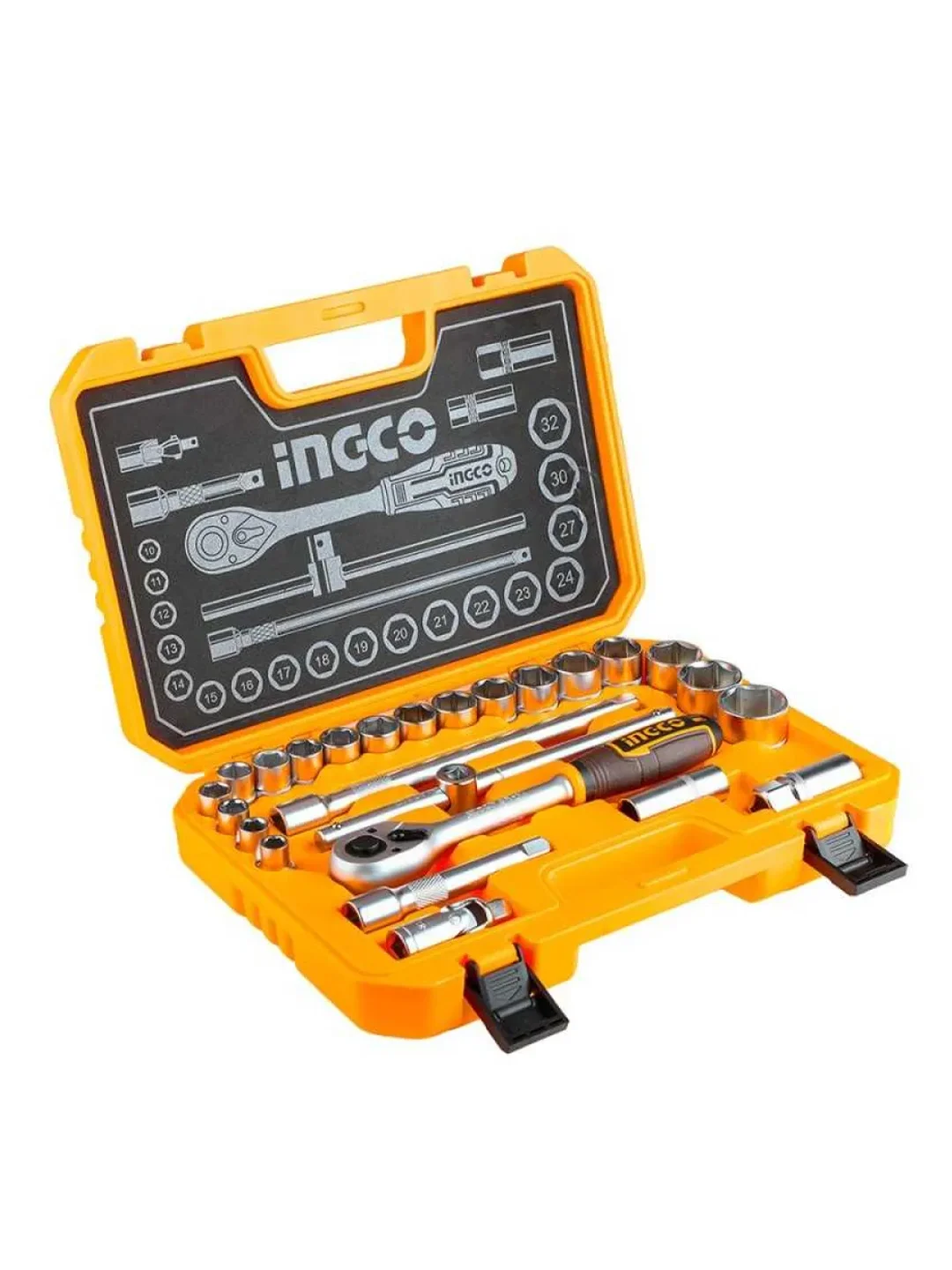 Набор торцевых головок INGCO HKTS12251 INDUSTRIAL, 1/2", 10-32 мм, 25 штук